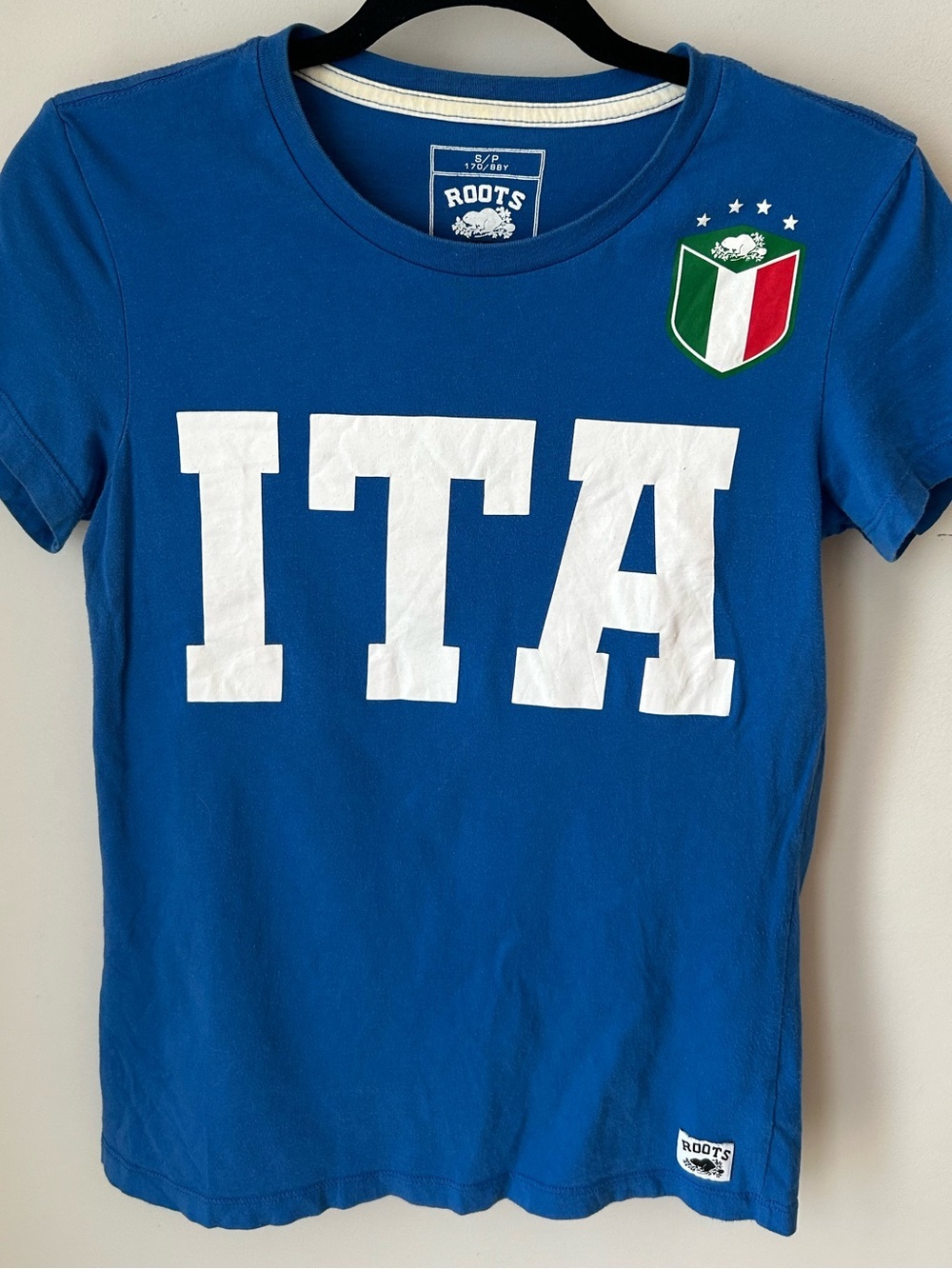🟢 5 for $25 🟢 Roots Blue ITALY Graphic Tee - Size Small - 100% Cotton